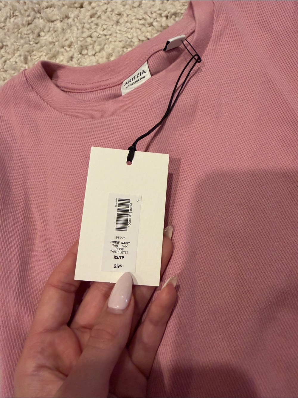 Aritzia Dusty Rose Ribbed Crewneck Top